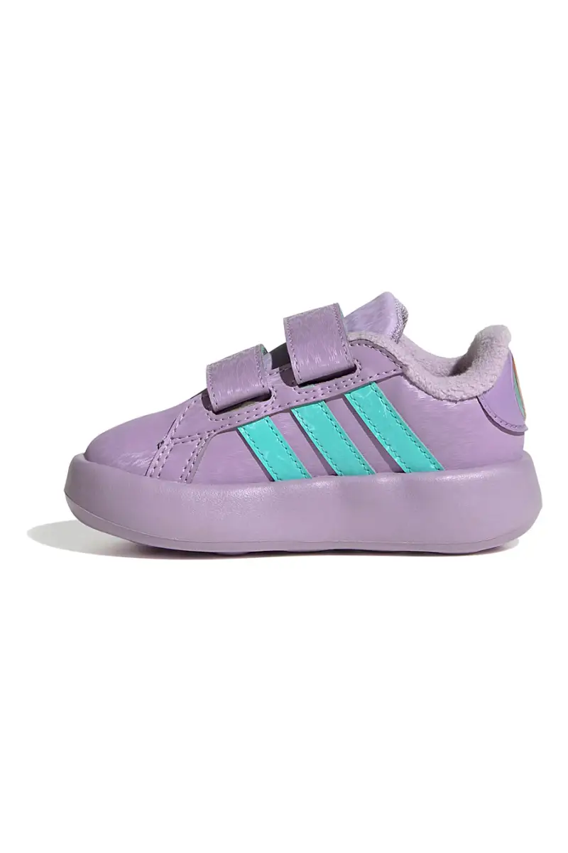 Sneakers lilla con strisce verdi e doppio strappo Adidas Grand Court Frozen Cf I [LILLA] miniatura 3