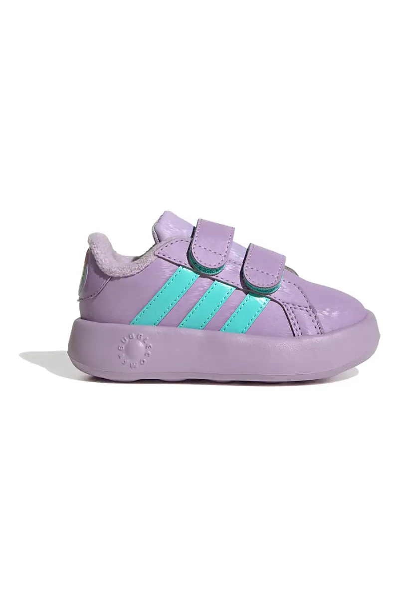 Sneakers lilla con strisce verdi e doppio strappo Adidas Grand Court Frozen Cf I [LILLA]