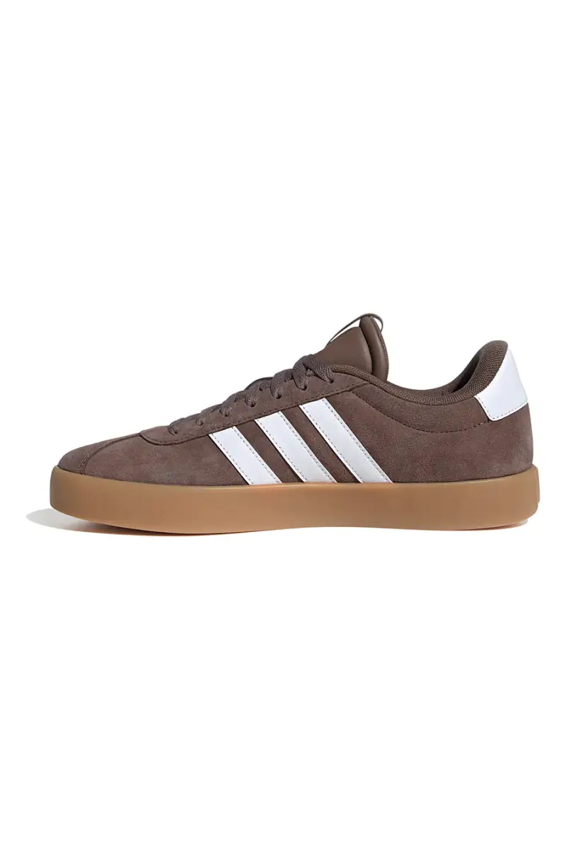 Sneakers marroni con strisce bianche e suola color gum Adidas VL Court 3 [MARRONE] miniatura 2
