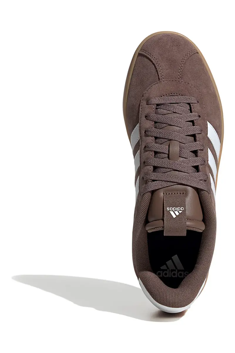 Sneakers marroni con strisce bianche e suola color gum Adidas VL Court 3 [MARRONE] miniatura 4