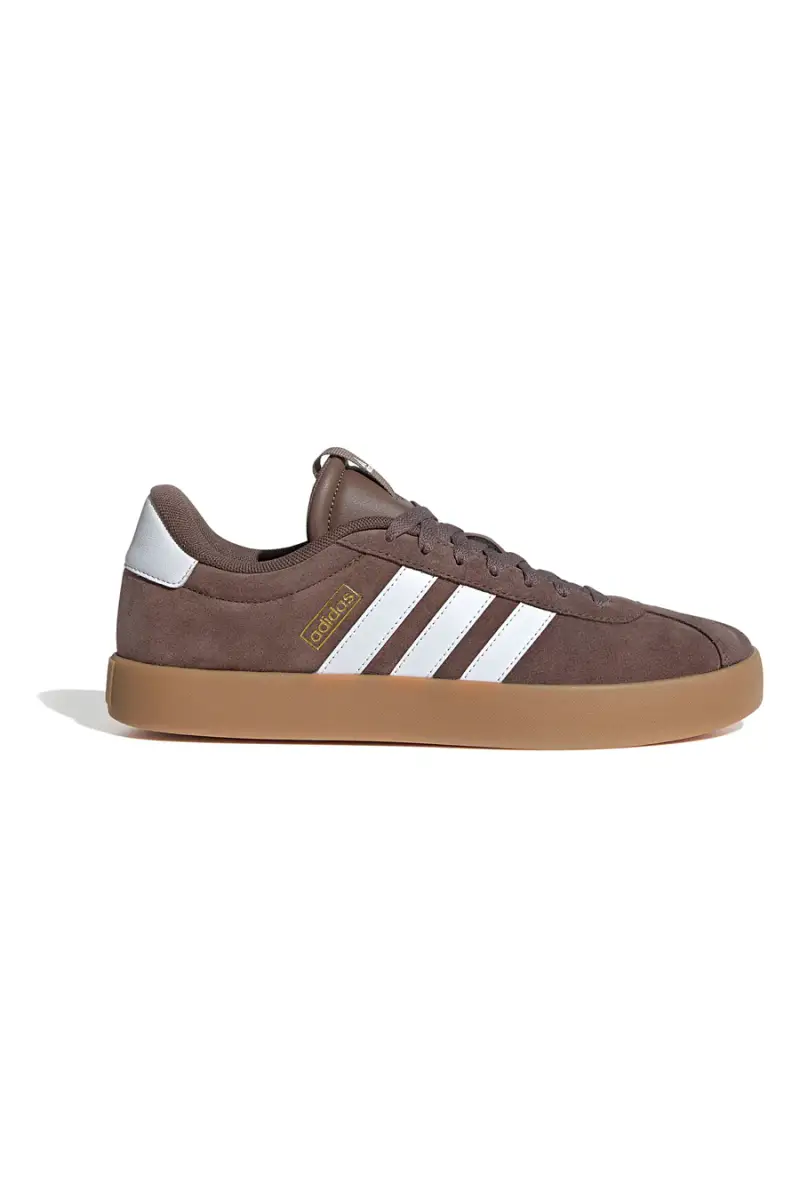 Sneakers marroni con strisce bianche e suola color gum Adidas VL Court 3 [MARRONE]