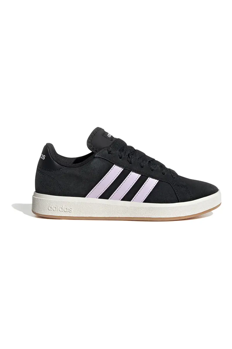 Sneakers nere con strisce lilla in suede Adidas Grand Court Base 00s [NERO]