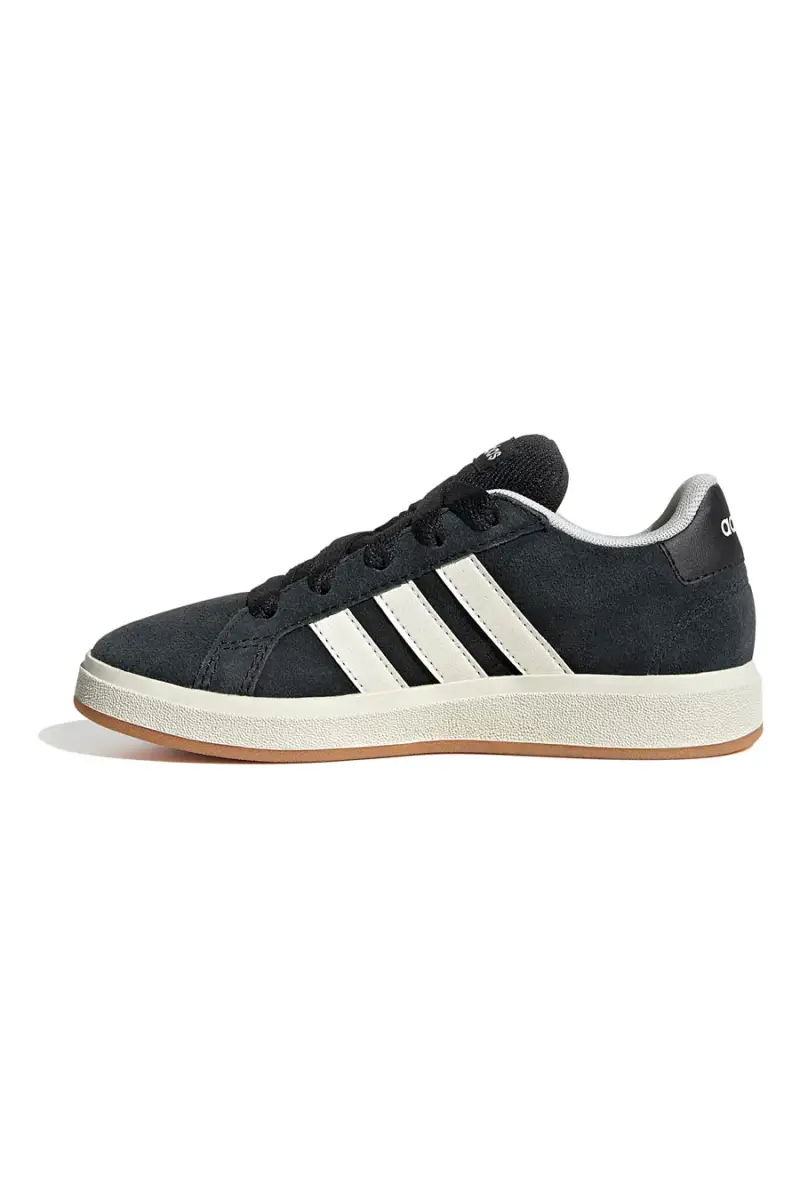 Sneakers nere in suede con 3 strisce bianche Adidas Grand Court 00s K [NERO] miniatura 4