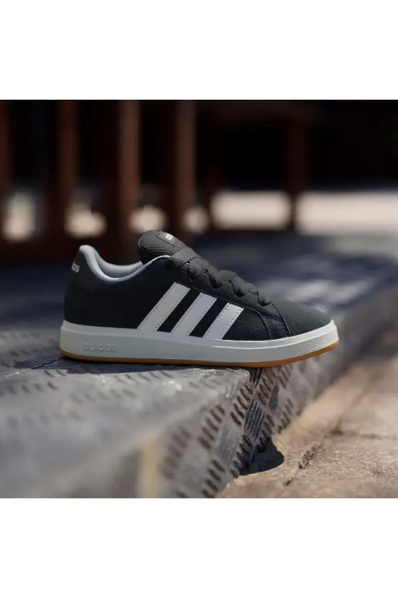 Sneakers nere in suede con 3 strisce bianche Adidas Grand Court 00s K [NERO] miniatura 5