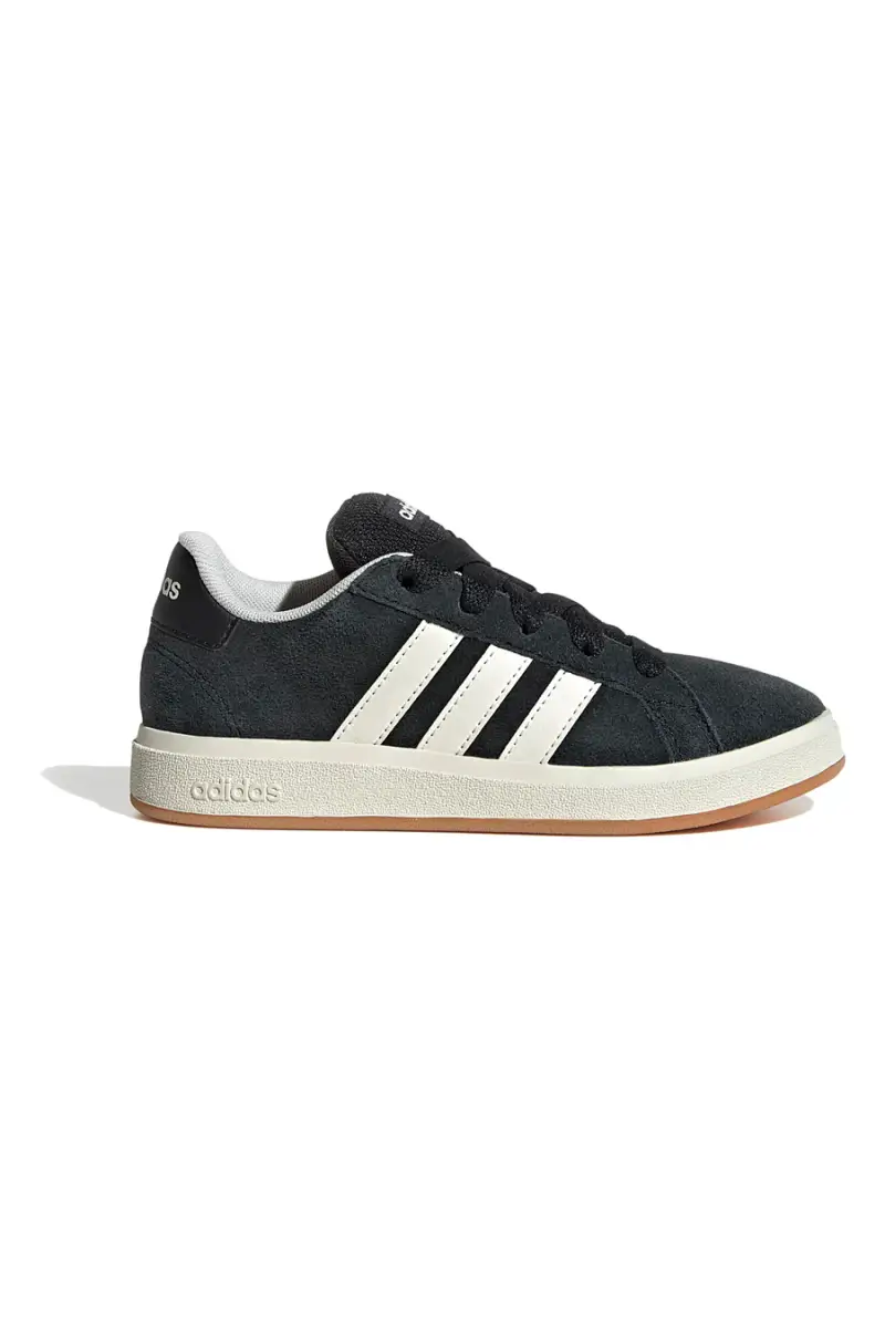 Sneakers nere in suede con 3 strisce bianche Adidas Grand Court 00s K [NERO]