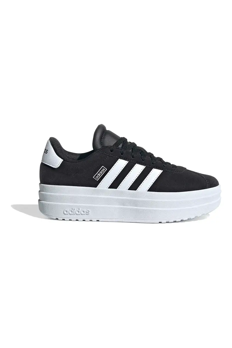 Sneakers nere in suede platform con strisce bianche Adidas VL Court Bold J [NERO