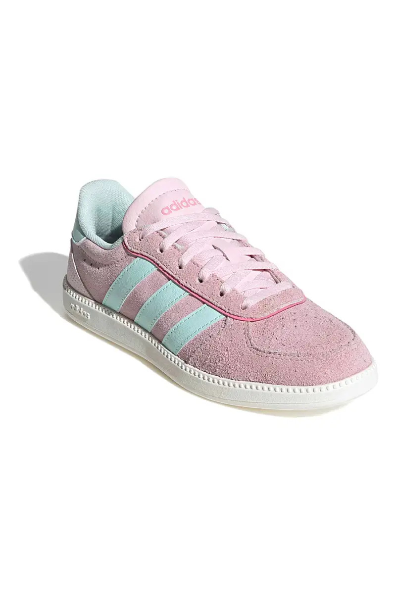 Sneakers rosa in suede con strisce azzurre e suola preformata Adidas Breaknet Sleek J [ROSA] miniatura 2