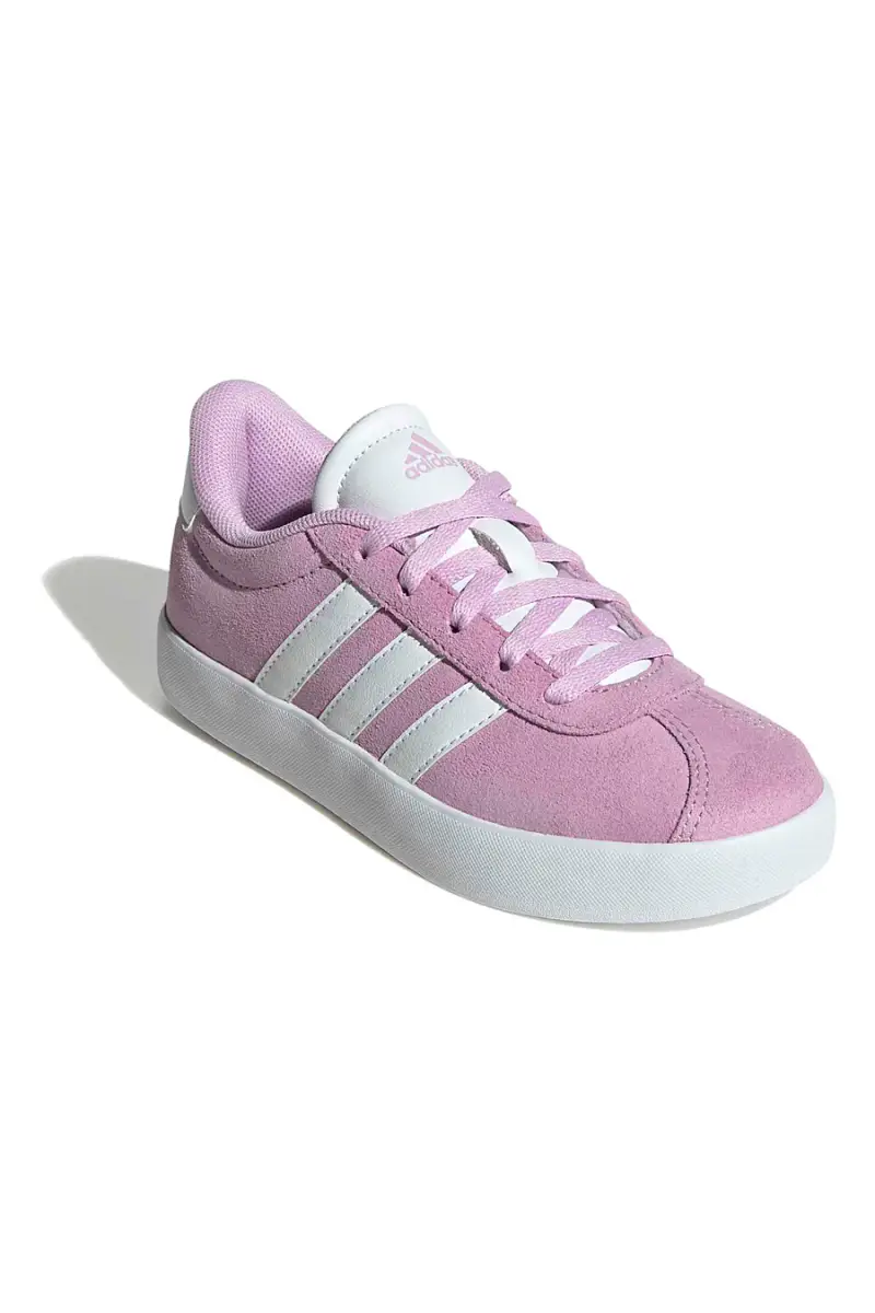Sneakers rosa in suede con strisce bianche Adidas VL Court 3.0 K [ROSA] miniatura 2