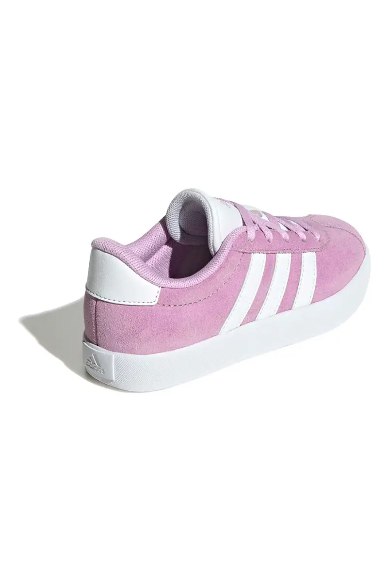Sneakers rosa in suede con strisce bianche Adidas VL Court 3.0 K [ROSA] miniatura 4
