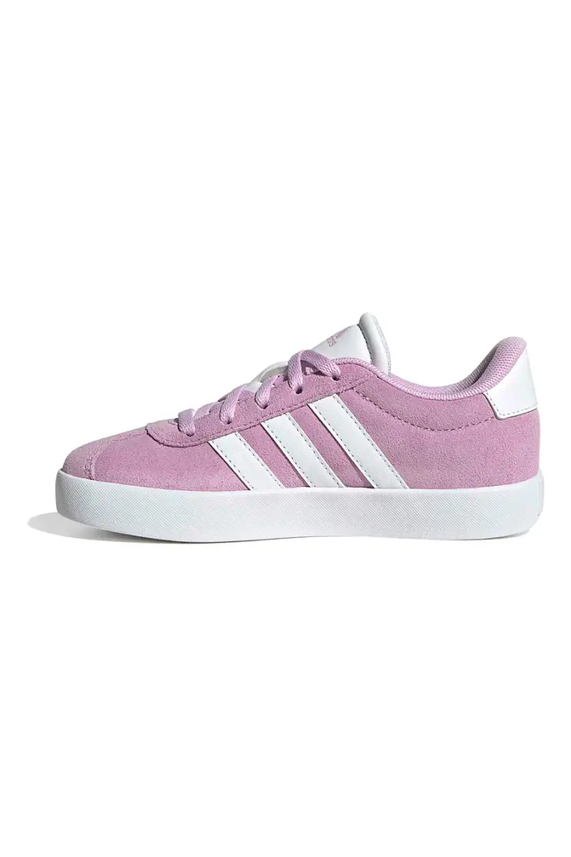 Sneakers rosa in suede con strisce bianche Adidas VL Court 3 0 K [ND] miniatura 4