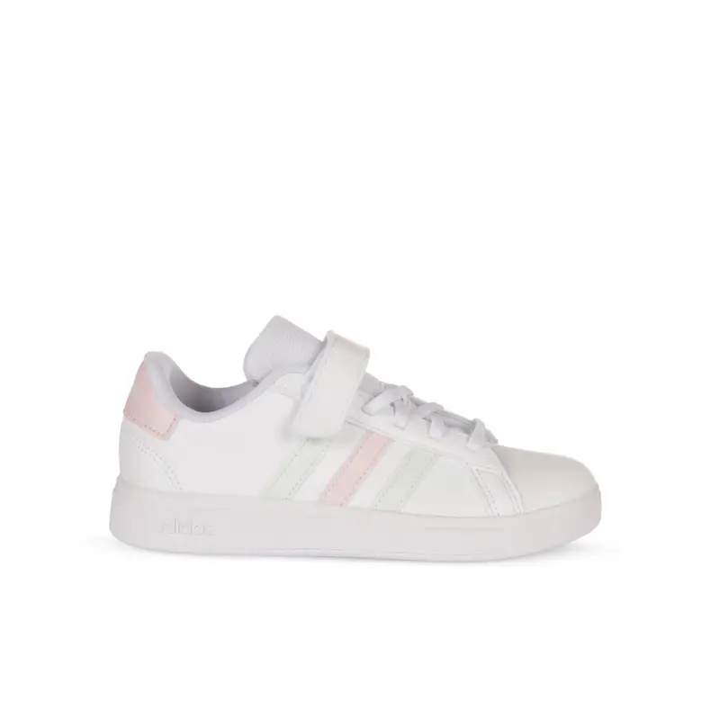 Sneakers tennis bianche da bimba Grand Court con lacci e strappi
