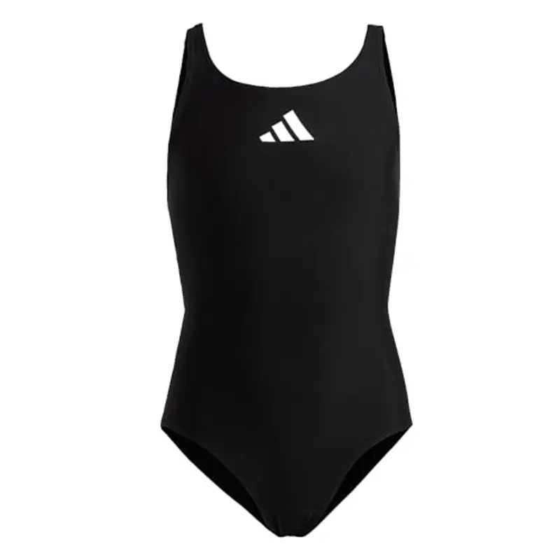 adidas Solid Small Logo Swimsuit, Costume da Bagno Bambine e ragazze, Black / White, 7-8 anni