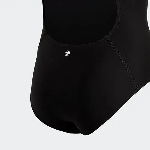 adidas Solid Small Logo Swimsuit, Costume da Bagno Bambine e ragazze, Black / White, 9 miniatura 2