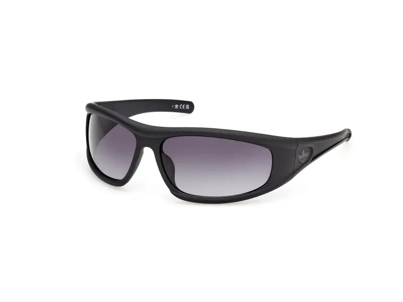 Unisex Adidas Sport OR0142 02B Occhiali da sole Iniettato Nero Fumo Rotonda Normale