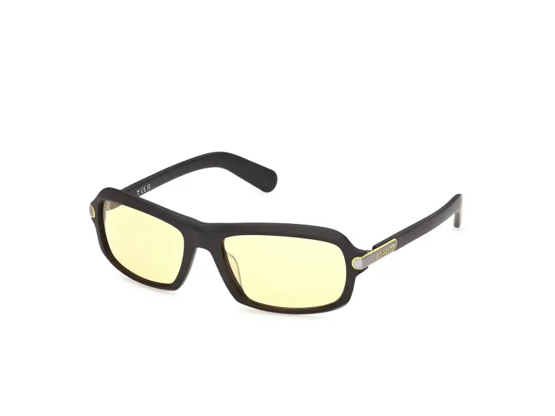Unisex Adidas Sport OR0144 02E Occhiali da sole Acetato Nero Giallo Squadrata Normale