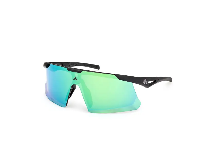 Unisex SP0107 ADIDAS DUNAMIS EVO-S 02Q Occhiali da sole Iniettato Nero Verde Maschera Normale