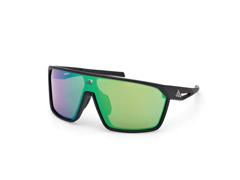 Unisex SP0108 02Q Occhiali da sole Iniettato Nero Verde Maschera Normale