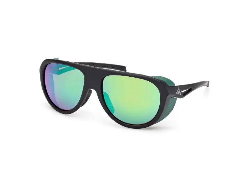 Unisex SP0110 02Q Occhiali da sole Iniettato Nero Verde Pilot Normale