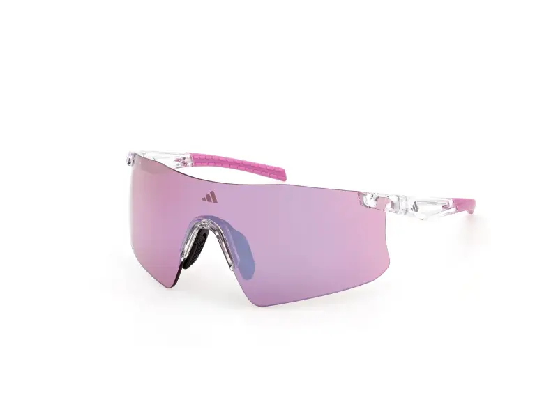 Uomo Adidas Sport SP0122 KAPHIROS 26Z Occhiali da sole Iniettato Trasparente Viola Maschera Normale