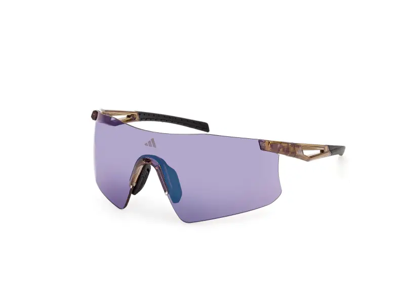 Uomo Adidas Sport SP0122 KAPHIROS 47Z Occhiali da sole Iniettato Marrone Viola Maschera Normale