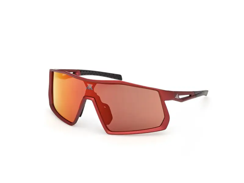 Uomo Adidas Sport SP0123 KENTRO 67L Occhiali da sole Iniettato Rosso Roviex Maschera Normale
