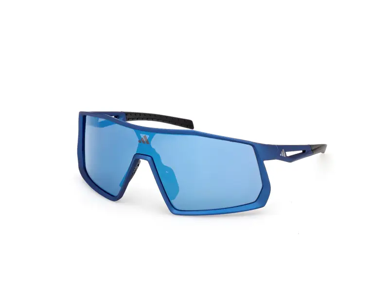 Uomo Adidas Sport SP0123 KENTRO 91X Occhiali da sole Iniettato Blu Blu Maschera Normale