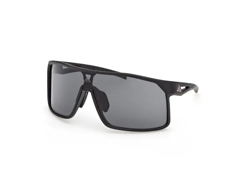 Uomo Adidas Sport SP0124 ALKATOR 02A Occhiali da sole Iniettato Nero Fumo Maschera Normale