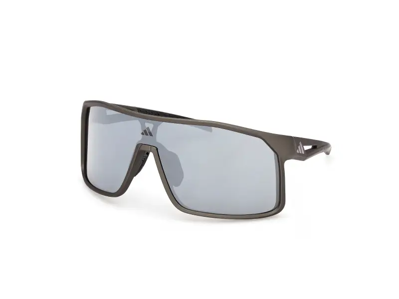 Uomo Adidas Sport SP0124 ALKATOR 97C Occhiali da sole Iniettato Verde Fumo Maschera Normale