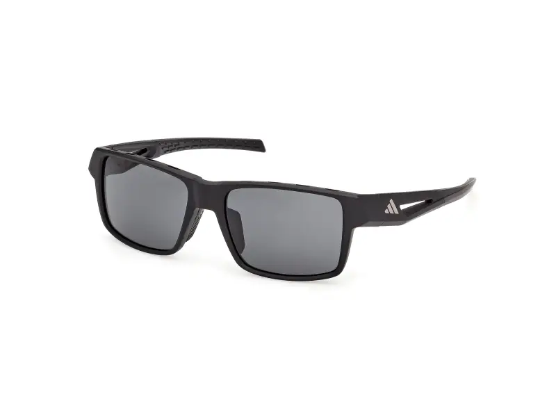 Uomo Adidas Sport SP0125 KLEON 02A Occhiali da sole Iniettato Nero Fumo Squadrata Normale