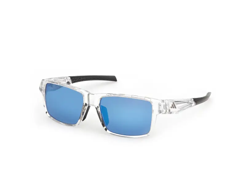 Uomo Adidas Sport SP0125 KLEON 26X Occhiali da sole Iniettato Trasparente Blu Squadrata Normale