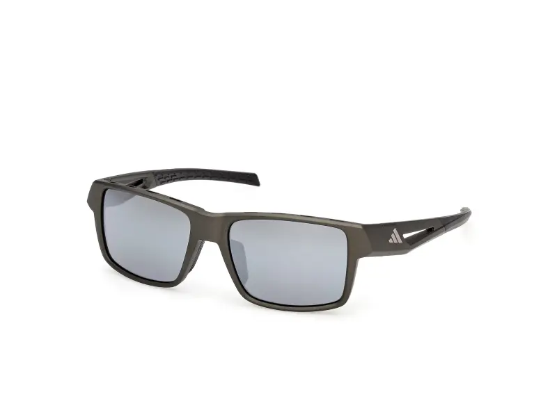 Uomo Adidas Sport SP0125 KLEON 97C Occhiali da sole Iniettato Verde Fumo Squadrata Normale