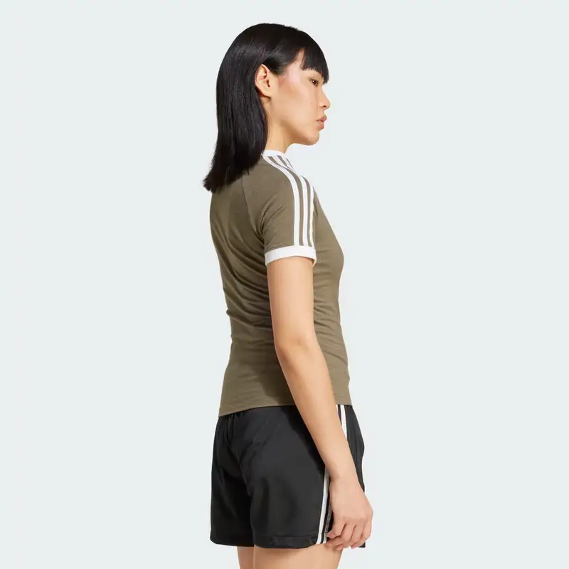 T-shirt 3-Stripes Slim Raglan Olive Strata Mel miniatura 2