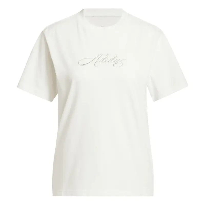 T-shirt da donna adidas Cursive Wordmark Graphic Blanc