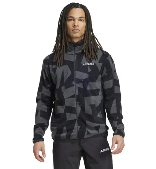 Multi Printed Full-Zip Fleece - felpa in pile - uomo Grey