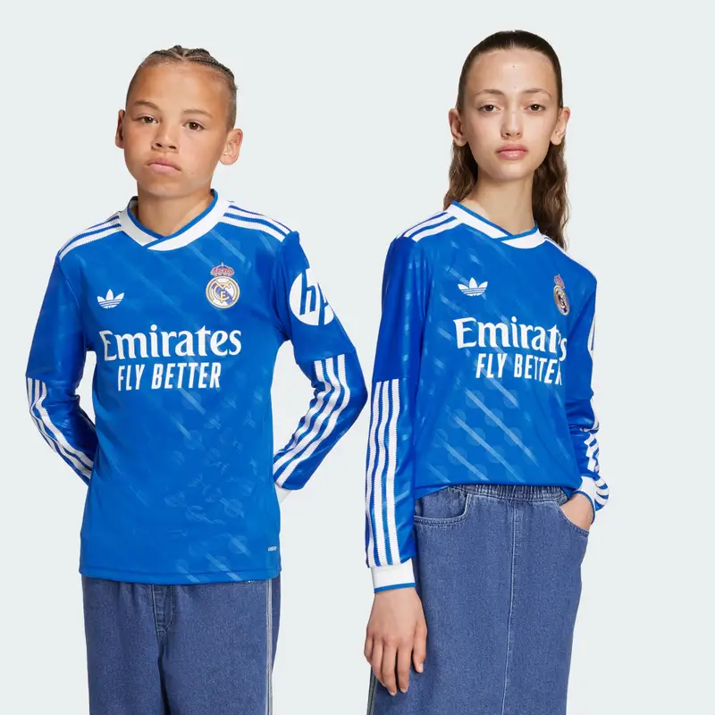 Terza maglia a maniche lunghe 25/26 Real Madrid per bambini e bambine Blue Bird