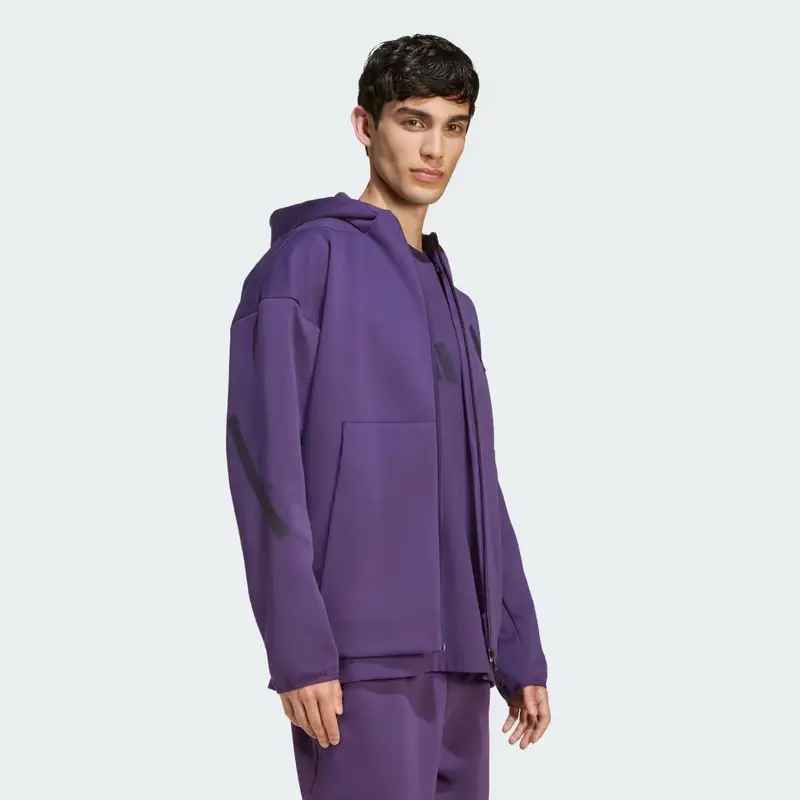 Track jacket New adidas Z.N.E. Full-Zip Hooded Aurora Plum miniatura 3