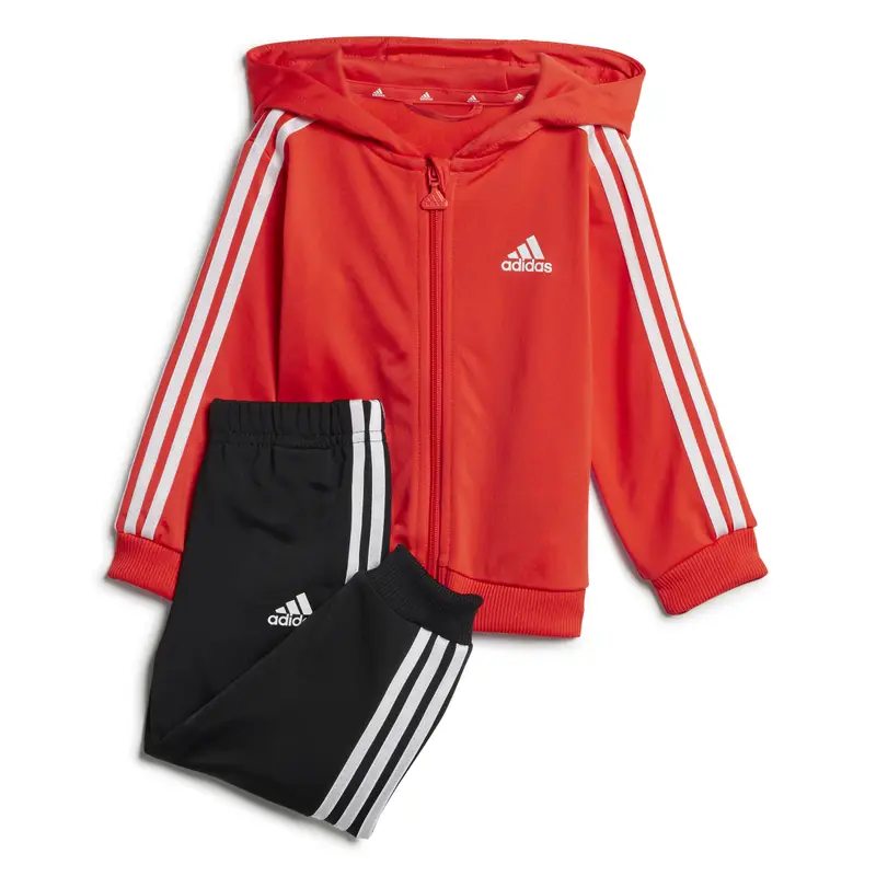 Tuta da ginnastica con cappuccio Baby shiny adidas Essentials 3-Stripes Rouge