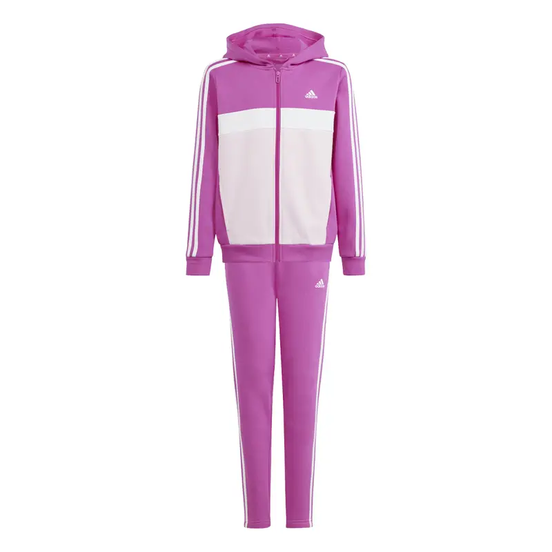 Tuta da ginnastica con cappuccio per bambini adidas Tiberio 3-Stripes Colorblock Fleece Violet