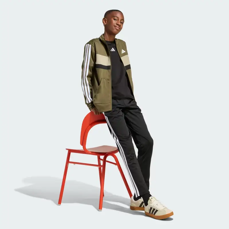 Tuta Seasonal Essentials Tiberio 3-Stripes Tricot Junior Olive Strata miniatura 3