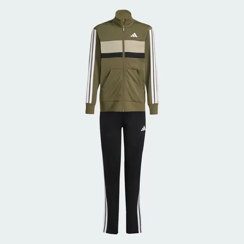 Tuta Seasonal Essentials Tiberio 3-Stripes Tricot Junior Olive Strata miniatura 4