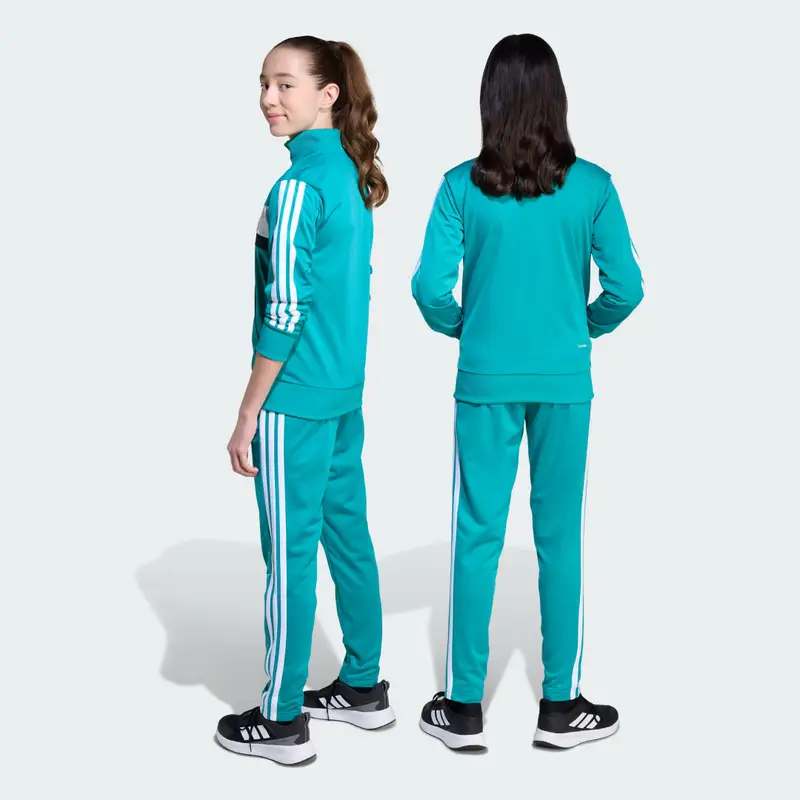 Tuta Seasonal Essentials Tiberio 3-Stripes Tricot Junior Pure Teal miniatura 4