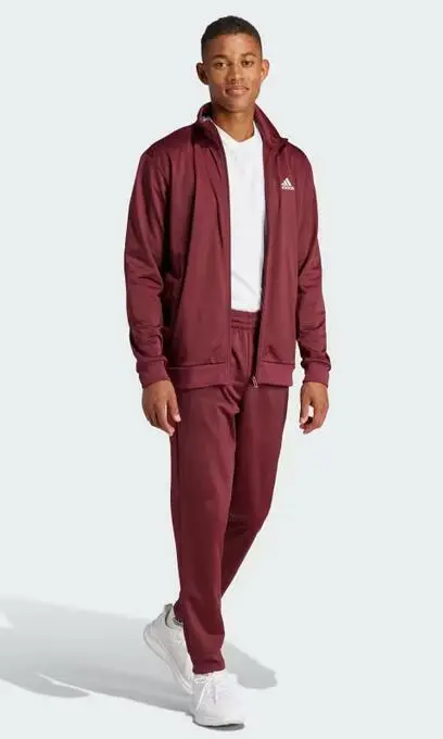 Tuta uomo adidas set tricot con logo lineare - bordeaux | Adidas Rosso carminio