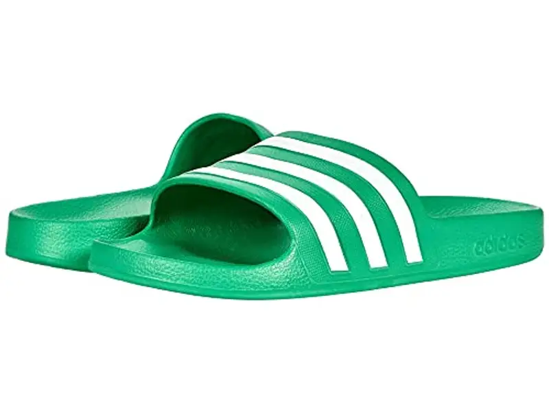 adidas Unisex Adilette Aqua Slides Sandal, Vivid Green/White/Vivid Green, 8 US Men