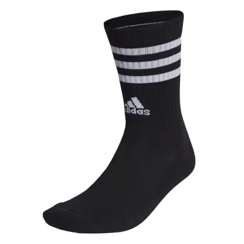 adidas Unisex - Adulto 3-Stripes Cushioned Crew Socks 3 Pairs, Black / White, 4.5 miniatura 2