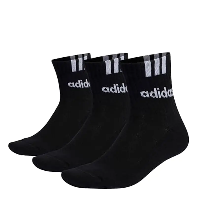 adidas Unisex - Adulto 3-Stripes Linear Half-Crew Cushioned Socks 3 Pairs, black/white, 6.5