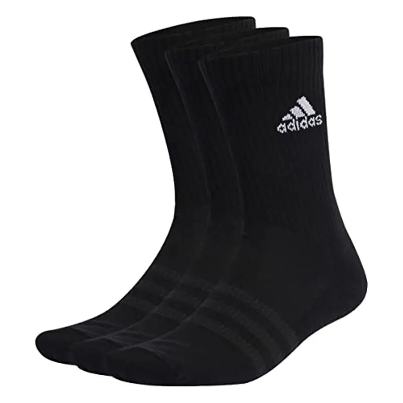 adidas Unisex - Adulto Cushioned Crew Socks 3 Pairs, Black / White, 8.5-10