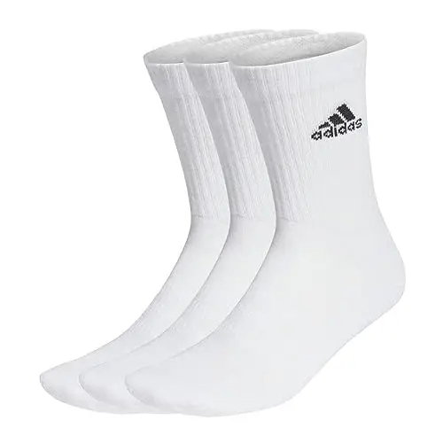 adidas Unisex - Adulto Cushioned Crew Socks 3 Pairs, White / Black, 6.5