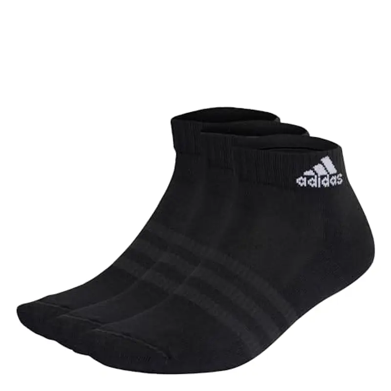 adidas Unisex - Adulto Cushioned Sportswear Ankle Socks 3 Pairs, Black / White, 6.5-8