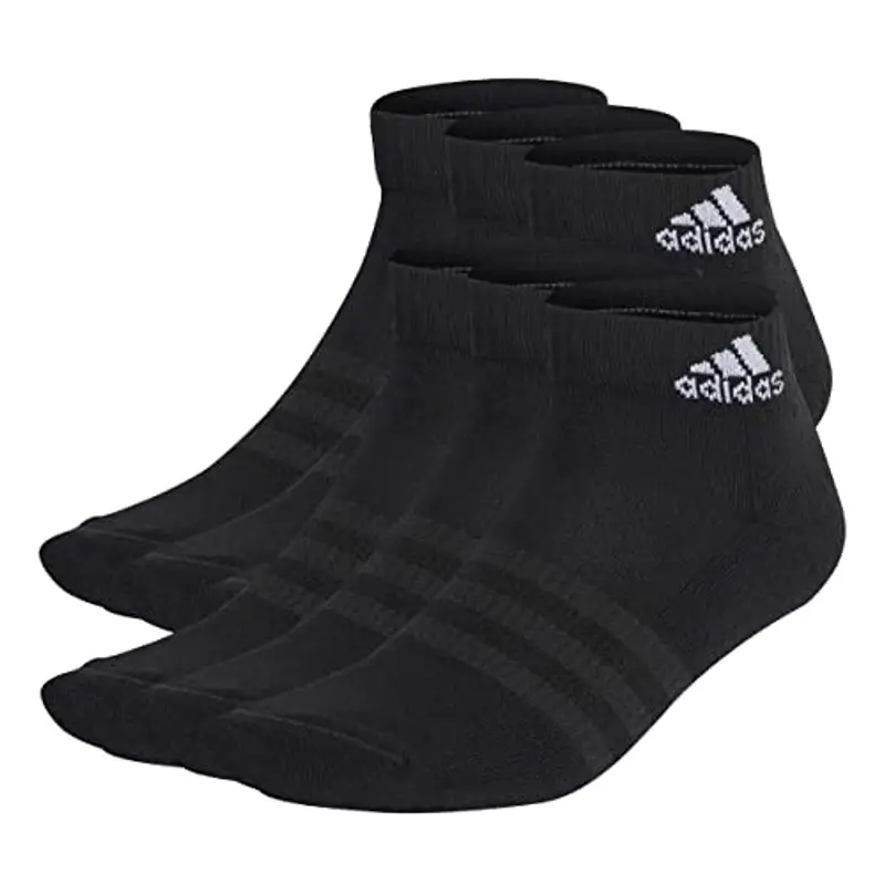 adidas Unisex - Adulto Cushioned Sportswear Ankle Socks 6 Pairs, Black/White, 10.5-12.5