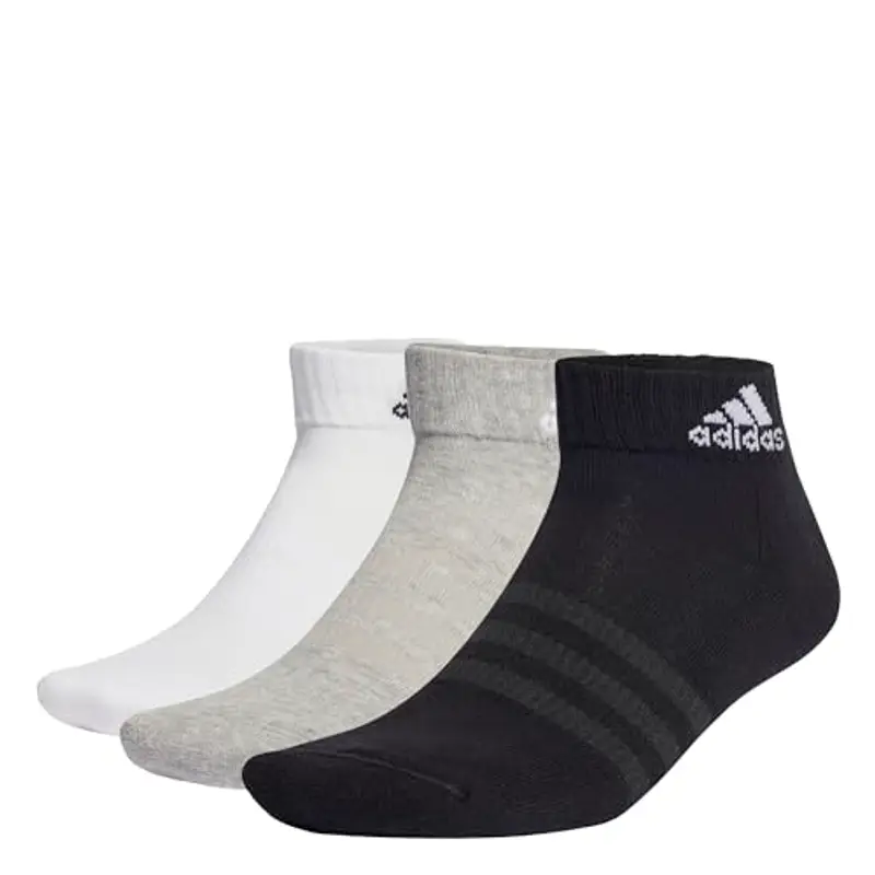 adidas Unisex - Adulto Cushioned Sportswear Ankle Socks 6 Pairs, Medium Grey Heather/White/Black, 8.5-10